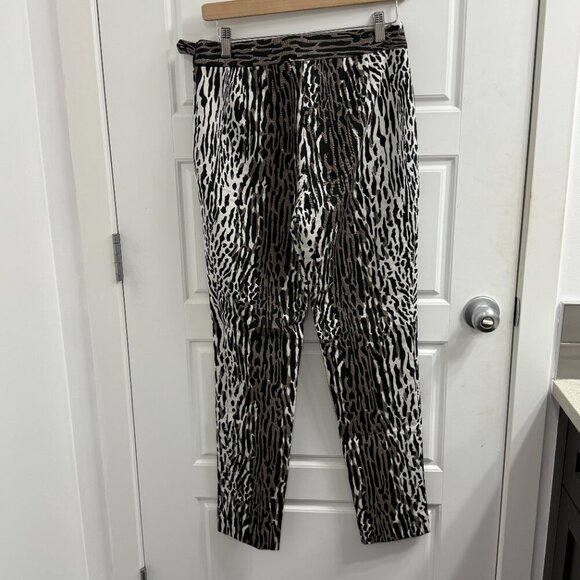 St John Emma Jacquard Pants Trousers Animal Print Black/White/Brown size 4 - Picture 4 of 4